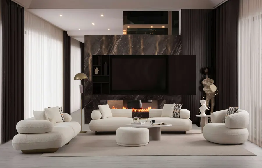 Ensemble de canapés GLAMOUR 3+3+1 beige