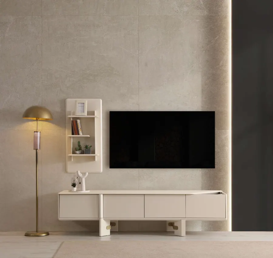 Meuble TV GLAMOUR blanc cassé